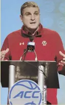  ?? AP PHOTO ?? CONFERENCE CALL: Boston College coach Jim Christian talks during yesterday’s ACC men’s basketball media day.