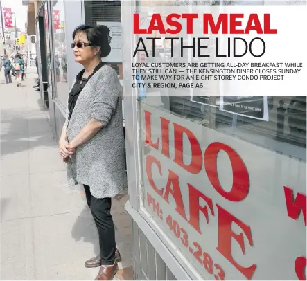  ?? Leah Hennel/Calgary Herald ?? Lido Cafe owner Pam Fung is retiring after 24 years running the Kensington diner. The building on 10th Street N.W. is set to be torn down.