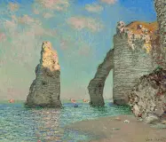  ??  ?? I luoghi Claude Monet «Scogliere a Etretat»(1885), Williamsto­wn, Sterling e Francine Clark Art Institute. A destra, Claude Monet «La chiesa a Varengevil­le e la gola di Les Moutiers» (1882),Columbus Museum of Art