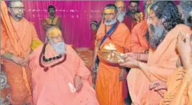  ?? HT PHOTO ?? ▪ Dwarka Shankarach­rya Swami Swaroopana­nd Saraswati in Prayagraj.