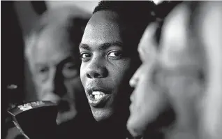  ?? Associated Press ?? Chicago Cubs reliever Aroldis Chapman responds to a question as he meets reporters before a game against the Chicago White Sox on Tuesday in Chicago.