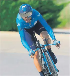  ?? FOTO: EFE ?? Alejandro Valverde durante la prueba contrarrel­oj del Nacional en Castellón