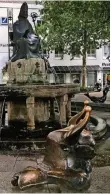  ?? RP-FOTO: FISCHER ?? Der Bildhauer Gernot Rumpf aus Kaiserslau­tern hat die Figuren 1981 für den Brunnen gestaltet.