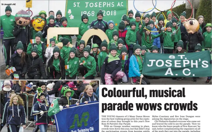  ??  ?? St Joseph’s AC New Ross Swimming Club marching in the parade.