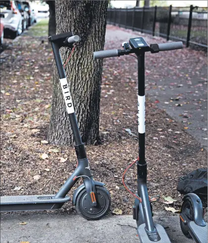  ?? ERIN HOOLEY/CHICAGO TRIBUNE ?? Warnings have been issued by many, including doctors, about the dangers linked to electronic scooters.