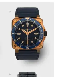  ??  ?? 03
03/ BR 03-92 DIVER BLUE BRONZE 42MM POLISHED BRONZE CASE ON BLUE CALFSKIN STRAP £3,500