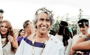  ?? Running time: AMELIA TROUBRIDGE/SONY PICTURES ?? R (for pervasive language and brief drug use)
1:44
Sir Richard McCreadie (Steve Coogan) throws himself a lavish birthday party on the island of Mykonos in “Greed.”