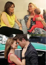  ??  ?? LEFT: As Billie in Offspring with Asher Keddie and baby Isabella Monaghan and (bottom) Eddie Perfect.