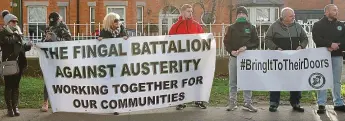  ??  ?? ‘Success’: The Fingal Battalion group protesting at Minister Bruton’s home