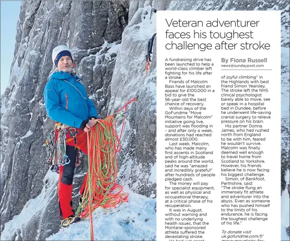  ??  ?? Bass on Beinn a Bhuird in the Cairngorms before his stroke