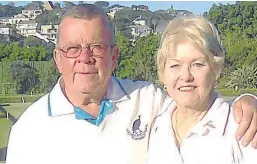  ??  ?? SINGLES CHAMPS: Trevor Frost won the finals of the Men’s Open Singles and Jane Armitage won the finals of the Ladies’ Senior Singles, played at Port Alfred Bowling and Croquet Club recently