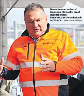  ?? Photo / Duncan Brown ?? Shane Jones says the rail loop’s cost blowout is proof an independen­t Infrastruc­ture Commission is necessary.