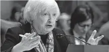 ?? Chip Somodevill­a/getty Images ?? Treasury Secretary Janet Yellen testifies Thursday as she faces fierce questions by members of the Senate Finance Committee on recent bank failures and possible bailouts.