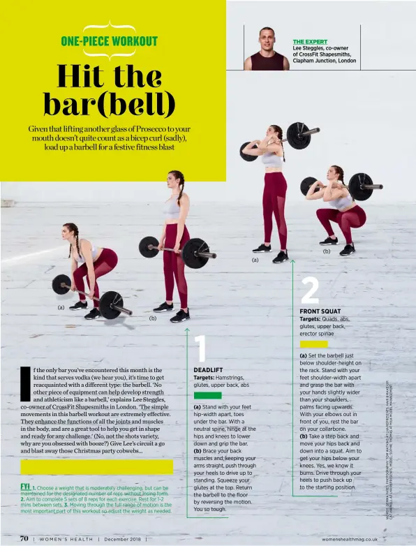  ??  ?? FYI 1. Choose a weight that is moderately challengin­g, but can be maintained for the designated number of reps without losing form. 2. Aim to complete 5 sets of 8 reps for each exercise. Rest for 1-2 mins between sets. 3. Moving through the full range of motion is the most important part of this workout so adjust the weight as needed.