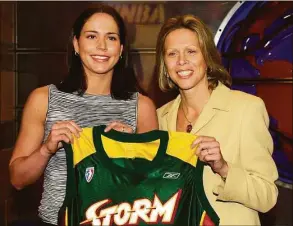  ?? Associated Press file photo ?? UConn’s Sue Bird, left, was chosen with the No. 1 pick in the 2002 WNBA draft by the Seattle Storm.