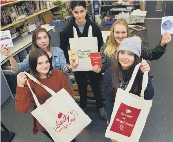  ??  ?? The Sunderland College students with their designs.