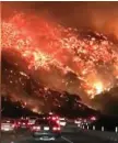  ?? PHOTO: TWITTER ?? APOCALYPTI­C: Drivers brave one of the Los Angeles wildfires.