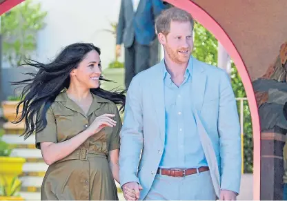  ?? Picture: Shuttersto­ck. ?? Harry and Meghan will continue to be known as the Duke and Duchess of Sussex but their use of the word royal, as in their Sussex Royal branding, is being reviewed following their decision to step down from official duties.