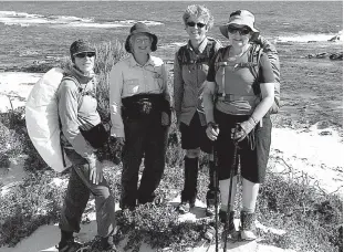  ??  ?? Some of the walkers on the Cape to Cape walk, (left to right) Regina Ziero, Shirley Chandler, Julie Williams and Liz Fenwick.