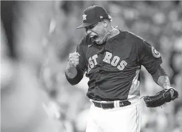  ?? ERIC GAY AP ?? Astros relief pitcher Bryan Abreu reacts after a strike out during the eighth inning vs. Yankees in Game 2.