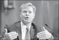  ?? AP/ PABLO MARTINEZ MONSIVAIS ?? Christophe­r Wray,
seen testifying July 12 on Capitol Hill at a hearing before the Senate Judiciary Committee, was confi rmed Tuesday to replace James Comey as director of the FBI.