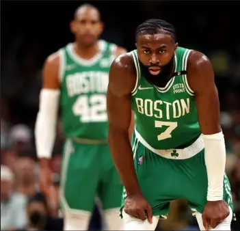  ?? MADDIE MEYER
Getty Images ?? The Celtic’s Jaylen Brown scored 25 of his 30 points in the first half, and Boston beat the Bucks 109-86 on Tuesday night to even their second-round playoff at one game apiece.