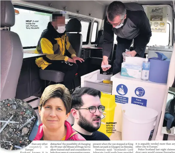  ??  ?? HELP A user inside the van. Picture: Tony Nicoletti
SUPPORT MPs Paul Sweeney and Alison Thewliss