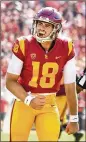  ?? WALLY SKALIJ / LOS ANGELES TIMES ?? QB JT Daniels suffered a bruised throwing hand in USC’s 17-3 loss to Stanford last week but is now near 100 percent.