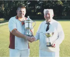  ??  ?? Silksworth’s Gary Farquhar and Sunderland’s Dennis New