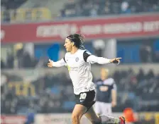  ?? ?? Boyd celebrates a goal at Millwall in the last game of his first Posh spell.