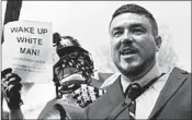  ?? MARK WILSON/GETTY ?? “Unite the Right 2” rally organizer Jason Kessler speaks in Lafayette Park across from the White House on Sunday.