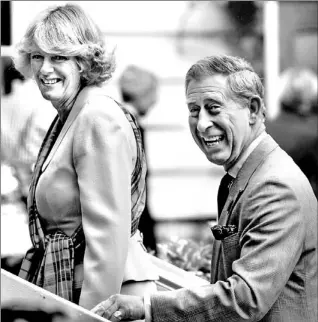  ?? ALASTAIR GRANT/ AP ?? Camilla, Duchess of Cornwall, and Prince Charles arrive at St. Columba Church in Inverness, Calif., yesterday. Camilla has been constantly compared to Diana, Princess of Wales, during their U.S. tour.