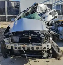  ??  ?? An accident in Plettenber­g Bay involving a Toyota Yaris and a truck on Saturday 25 July claimed the life of a local resident.