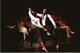  ?? DiverseWor­ks ?? Helguera’s “performanc­e recital” featured Houston dancers Candace Rattliff and Harrison Guy.