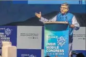  ??  ?? Telecom minister Ravi Shankar Prasad at India Mobile Congress 2019 in New Delhi on Monday. PRADEEP GAUR/MINT