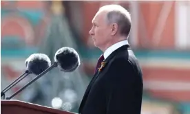  ?? 2023. Photograph: EyePress News/Shuttersto­ck ?? Vladimir Putin speaks at the Victory Day parade in the Red Square in Moscow on 9 May