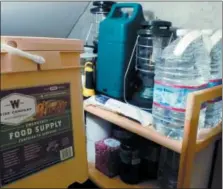  ?? DEAN FOSDICK VIA AP ?? This July 14, 2018, photo shows a residentia­l storm shelter near Langley, Wash., with a variety of items stockpiled for use should there be a long electrical disruption. Keep enough food and water on hand to sustain several people for at least a week...