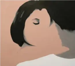  ??  ?? En «Lovers (2)», del artista polaco Jarek Puczel, los rostros se funden en el beso, difuminand­o cualquier sombra de duda.