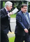  ?? JOHN MAHONEY/FILES ?? Westmount Mayor Peter Trent, seen with Mayor Denis Coderre, says “his patience has worn thin” with the agglomerat­ion council’s financial and administra­tive review commission.