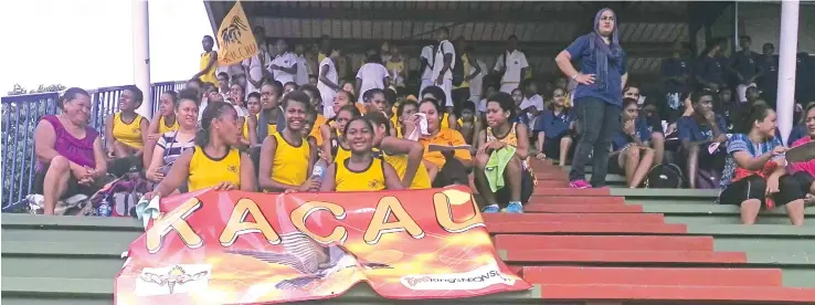  ?? Karalaini Tavi. ?? Members of the Kacau House during the Tilak High School inter-house athletics competitio­n on February 7, 2018.