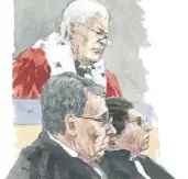  ?? (Croquis d’audience Rémi Kerfridin) ?? L’avocat général Pierre Cortès a requis la perpétuité, après les plaidoirie­s de Mes Agnès Stalla et Michel Pezet pour les familles des victimes.