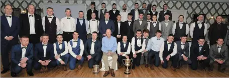  ??  ?? Members of the Boherbue Junior A Football team, winners of the Duhallow Junior A Football Championsh­ip and Ducon Cup pictured at their Victory Dinner Dance in the Killarney Heights Hotel. Picture John Tarrant