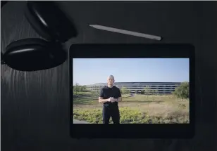  ?? JAE C. HONG — THE ASSOCIATED PRESS ?? Apple CEO Tim Cook speaks Tuesday during a virtual event to announce new Apple products.