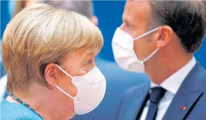  ?? REUTERS ?? Demandas. La mandataria alemana Angela Merkel y el presidente francés Emmanuel Macrón.