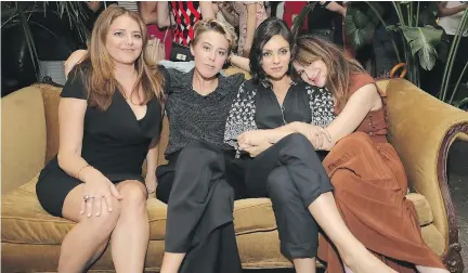  ?? NEILSON BARNARD/GETTY IMAGES ?? Annie Mumolo, left, producer Sophie Watts, Mila Kunis and Kathryn Hahn attend a Bad Moms after-party in New York. “Off camera, we did get along and we mostly talked about kids and politics,” Hahn says.