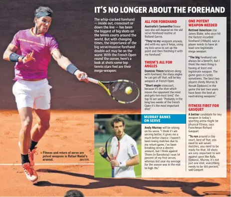  ?? REUTERS ?? Fitness and return of serve are potent weapons in Rafael Nadal’s arsenal.
