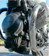 ??  ?? Truly a classic among engines, Guzzi have so far managed to dodge liquid-cooling, preferring to show off the engine. Generator lives on the front, and the oil lives in a sump beneath the crank