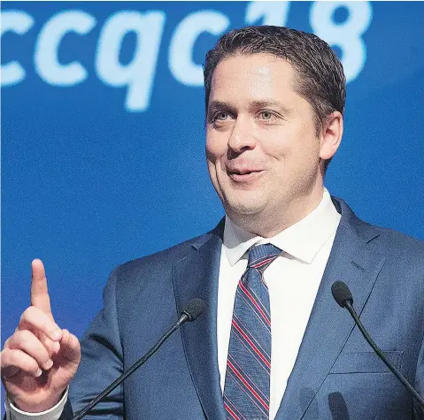  ?? GRAHAM HUGHES / THE CANADIAN PRESS ?? The Conservati­ves have seen positive poll numbers and substantia­l fundraisin­g since electing Andrew Scheer as leader last year.