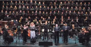  ?? Richard Termine / Associated Press ?? This photo provided by The Metropolit­an Opera shows a rehearsal for Verdi Requiem on Thursday at The Metropolit­an Opera in New York City.