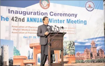  ?? -APP ?? Prime Minister Imran Khan addressing the inaugural ceremony of 42nd Annual Meeting of the Associatio­n of Physicians of Pakistani Descent in North America (APPNA).